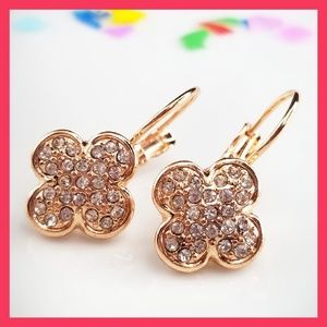 ☆5/$15 Rose Gold Rhinestone Flower Earrings